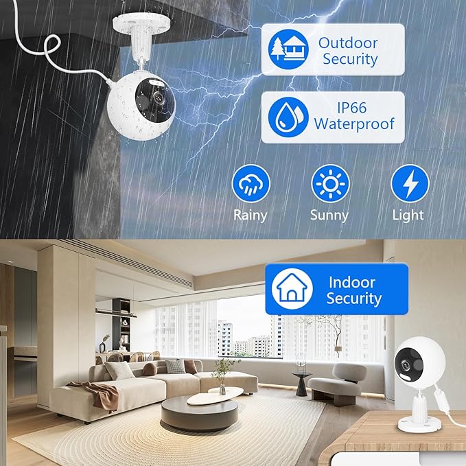 GUOANVISION 5G/2.4G Indoor/Outdoor Security Camera for Baby Monitor, 3MP Pet Camera for Dog/Cat/Nanny/Baby/Elder, IP66 Waterproof, 3 Night Vision, 24/7 SD Recording, SD/Cloud -2Pack