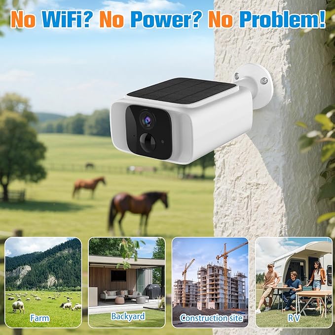 Kweiugfi 4G LTE Cellular Security Cameras Outdoor Wireless,365-Day Unlimited Data,No WiFi Security Camera Solar Powered,2K Color Night Vision,PIR Motion Sensor,2-Way Audio,Built in VSIM,64GB SD Card
