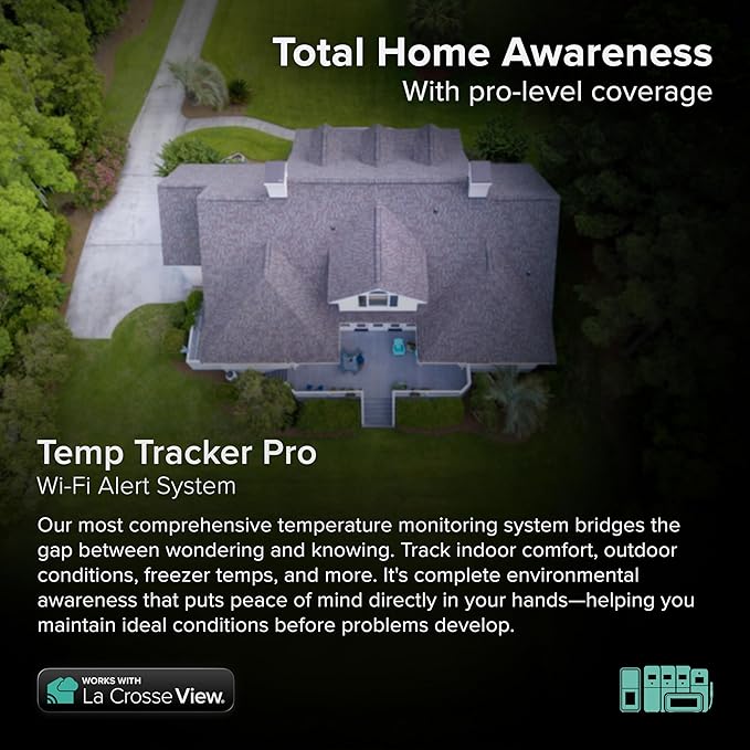 Temp Tracker Pro Wi-Fi Alert System: Bridge Gateway, 3 in/Out Temp. and Humidity, a Temperature Probe with Ambient Temp. and Humidity, Interior Temp. and Humidity Display with Comfort Meter