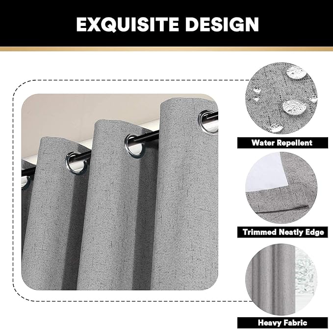 PrinceDeco Light Grey Blackout Curtains 54 Inches Long, Short Blackout Curtains 2 Panels Sets for Bedroom Thermal Insulated with White Liner Room Darkening Curtains Noise Reducing,52" W x 54" L
