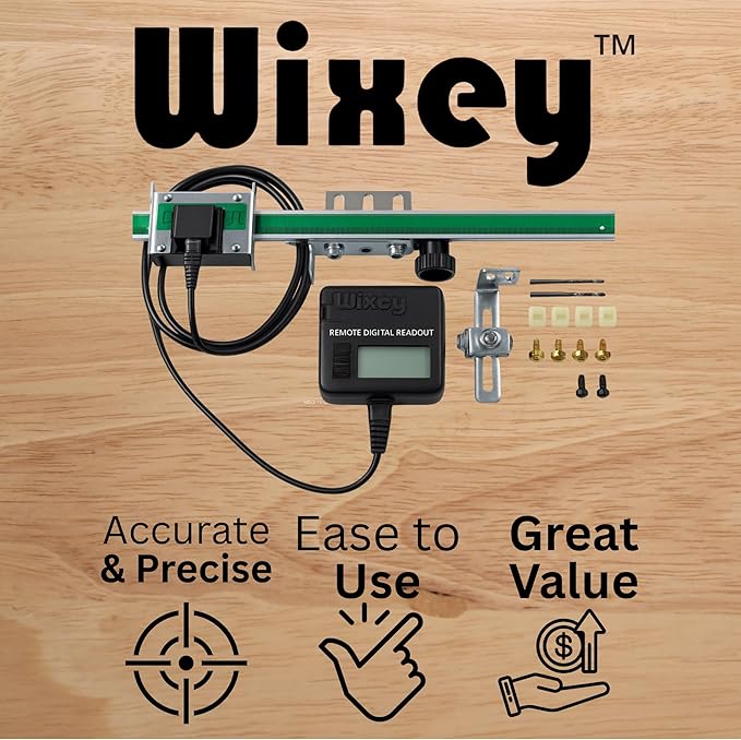 WR550 Wixey Digital Readout with Remote LCD Display - Precision Thickness 12'' Height Measuring Calipers for Planer, Drum Sander, & Wide Belt Sander - 0.002" Accurate Digital Callipers for Measuring