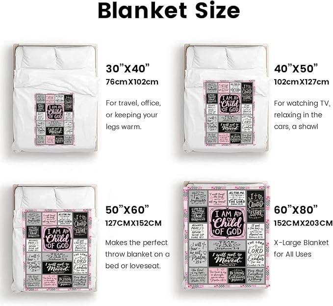 Christian Gift for Women, Inspirational Throw Blanket for Couch, Soft Lightweight Flannel Blanket, 60"x 80" Thoughts and Prayers Blankets for Bedroom Sofa Living Room Decoration