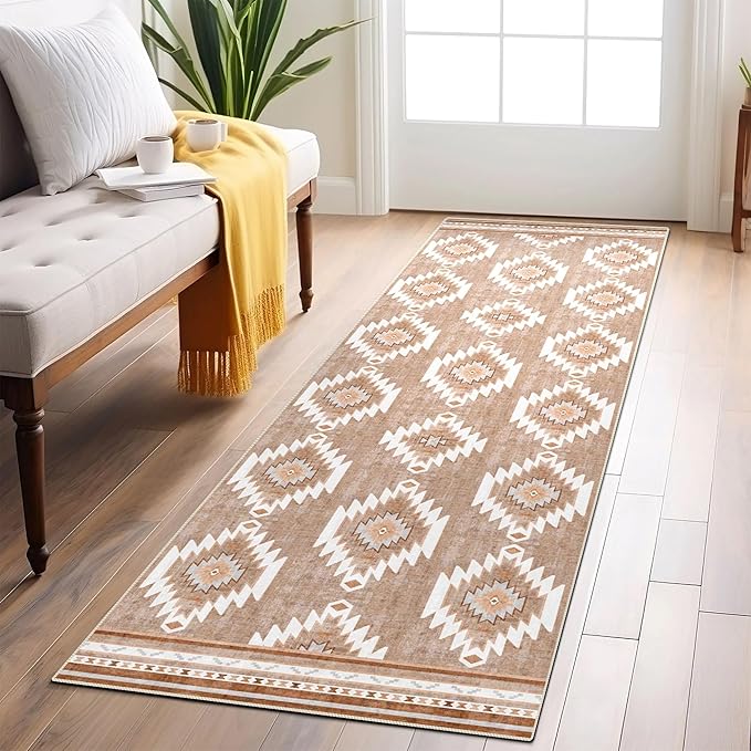 Runner Rug 2'x8' Western Washable Non-Slip Runners for Hallways Kitchen Entryway Laundry Room Modern Carpet Hallway Runner Camel