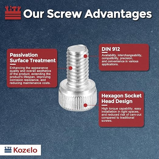 Kozelo 100pcs Socket Head Cap Screws - [M5-0.8 x 8mm] 304 Stainless Steel Allen Socket Drive for Electrical Motor 3D Printing Fan Engine Replacement Use, Silver