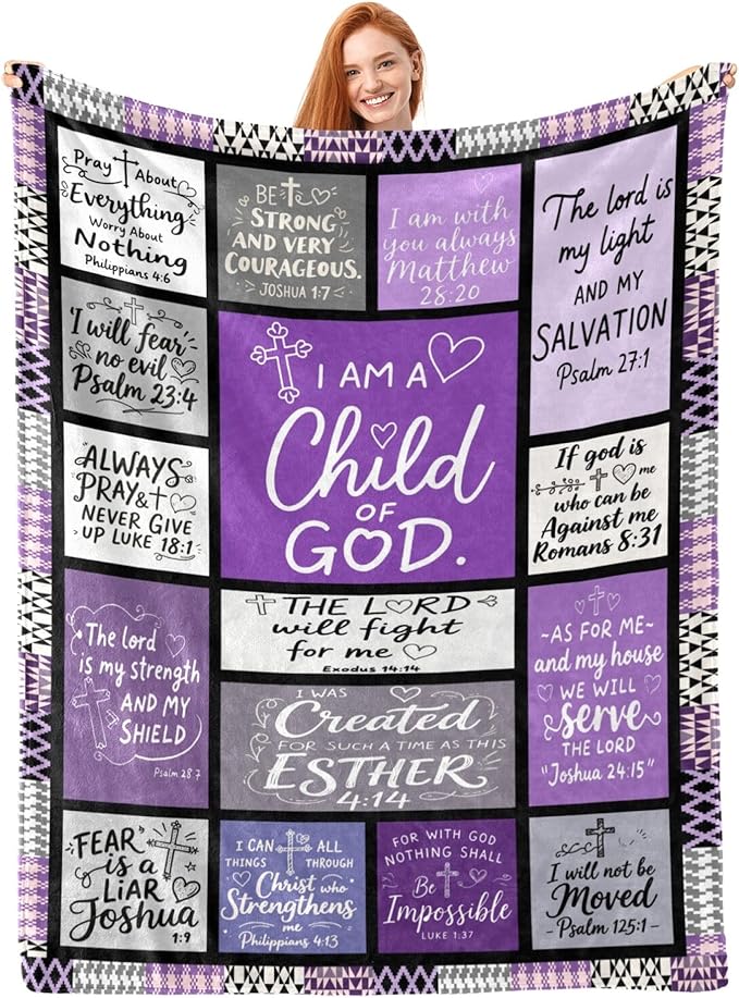 Christian Blanket Gift for Women, Inspirational Throw Blanket for Couch, Soft Lightweight Flannel Blanket, 30"x 40" Thoughts and Prayers Blankets for Bedroom Sofa Living Room Decoration