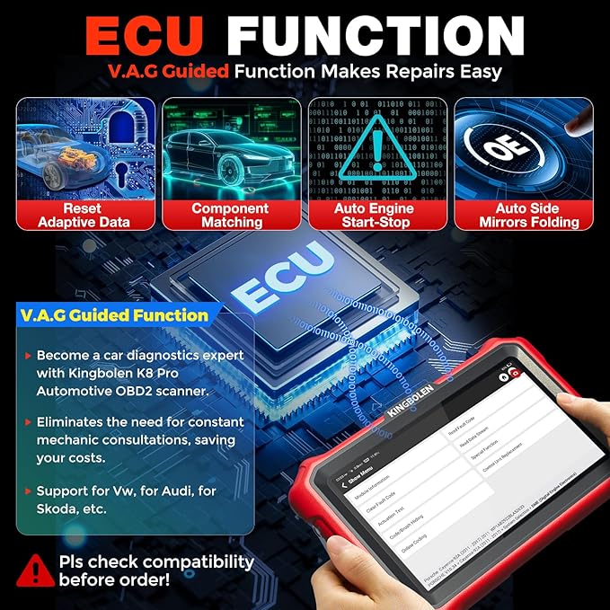 KINGBOLEN K8 Pro OBD2 Scanner Bluetooth 2026 Bidirectional Scan Tool with Lifetime No Subscription Update 8'' All System Diagnostic Tool, ECU Code, 34+ Reset, CANFD&DOIP, V.A.G Guide, FCA AutoAuth