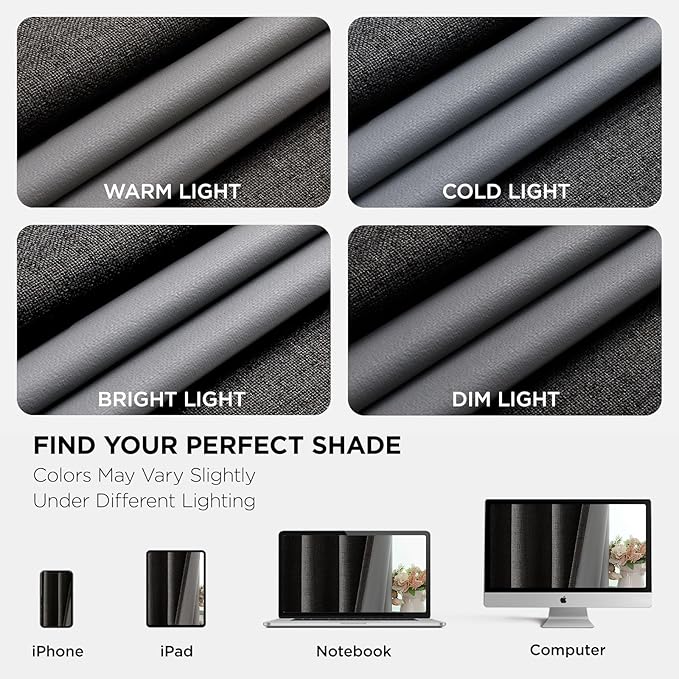 Joydeco Charcoal Grey Blackout Curtains 108 Inches Long, Extra Long Curtains 108 Inch Length 1 Panel for Bedroom, Thermal Insulated Linen Black Out Curtains with Grommets(100x108, Charcoal Grey)