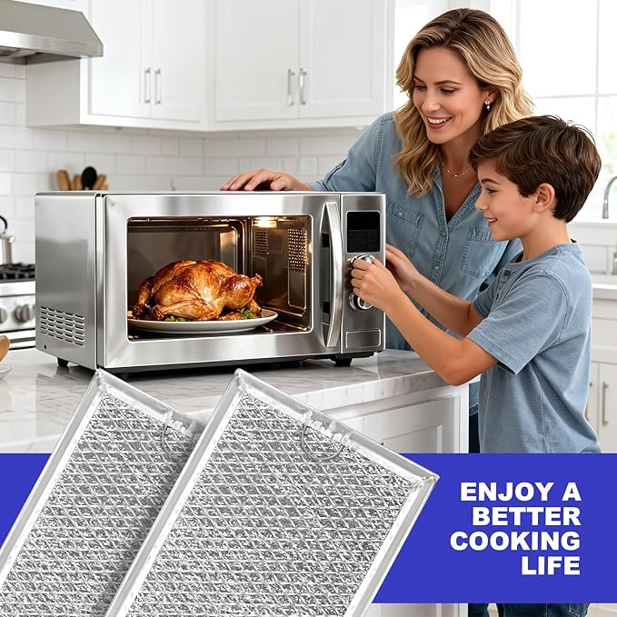 [2 Pack] OEM Microwave Filter Replacement 7.64" x 5.12" Fit for WB06X10309 WB06X10359, Microwave Vent Filter, Microwave Grease Filter, Filters Kitchen Oven Air Over the Range Vent Fan