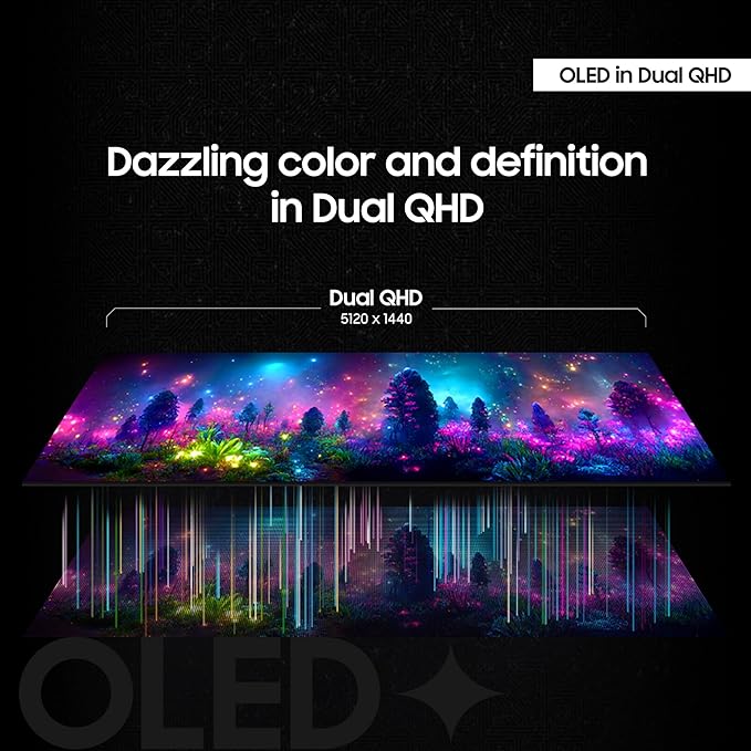 Samsung 49" Odyssey OLED G9 (G91SD) Dual QHD QD-OLED G-Sync Compatible Curved Gaming Monitor, 144Hz, 0.03ms, AMD FreeSync Premium Pro, Ergonomic Stand, 3 Year Warranty, LS49DG910SNXZA, 2024