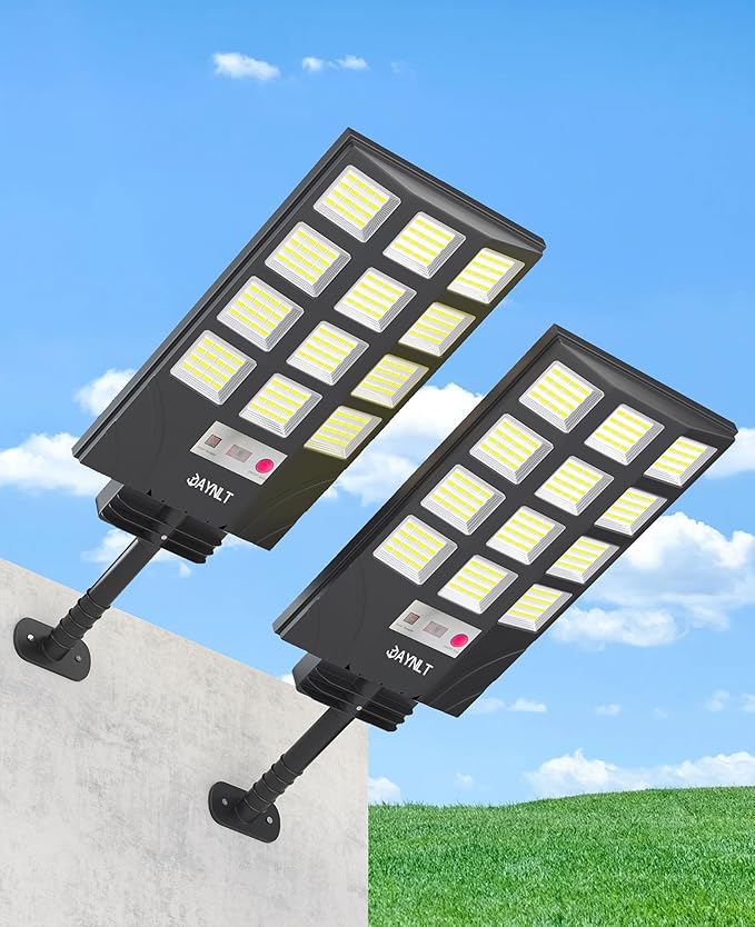 JAYNLT Solar Lights for Outside, 5 Lighting Modes Solar Flood Security Light with Motion Sensor & Dusk to Dawn&Remote, 6500K Street Lamps for Yard Garden,Shop - 2PACK