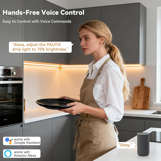 PAUTIX RF WiFi Smart Remote Dimmer for Single Color LED Strip Lights,Compatible with Alexa and Google,14-Key Wireless Remote,DC 12-24V Controller for 3528/2835/5050/COB LED Strip Light