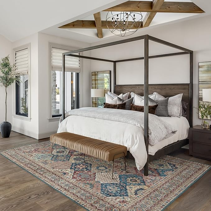 Gertmenian Indoor Boho Area Rug - 9x13 Extra Large, Non Slip, Super Strong, Ideal for High Traffic Areas in Bedroom, Living Room, Kitchen - Cinzia, Bronze, 28509