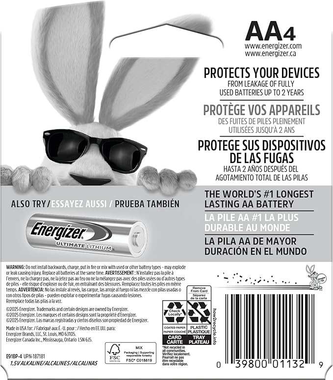 Energizer AA Batteries, MAX Double AA Battery Alkaline, 4 Count