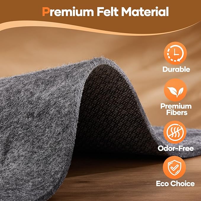 Veken Non Slip Cushioned Rug Pad Gripper 5 x 8 Ft, Felt and Silicone Backing, 1/4 inch Thick Carpet Liner for Hardwood Floors and Finishes, Under Area Rugs Anti Skid Mat, Keep Rugs Safe and in Place