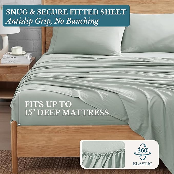 Casa Platino Bed Linen Set, Twin XL, Mineral - Includes Pre-Washed Ultra Soft Microfiber Sheet Set with Deep Pockets