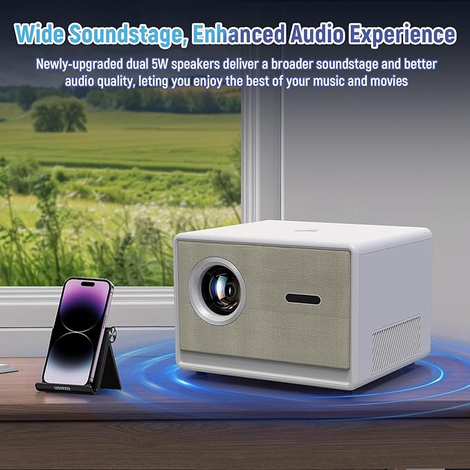 [Built-in Apps & 2026 Upgraded] Projector with WiFi and Bluetooth｜3 Years Protection｜2000ANSI Native 1080P/4K Supported｜Ultra Short Throw Projecto for Home & Outdoor｜Built-in Apps