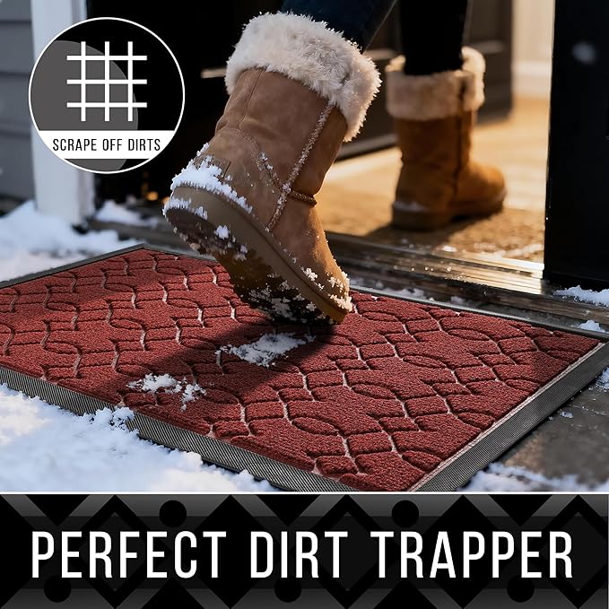 Yimobra Large Door Mat 47x32, All-Season Waterproof Doormat Outdoor Entrance, Heavy Duty Non-Slip Outside Door Mat for Garage Patio Proch Entryway Indoor, Easy Clean, Red