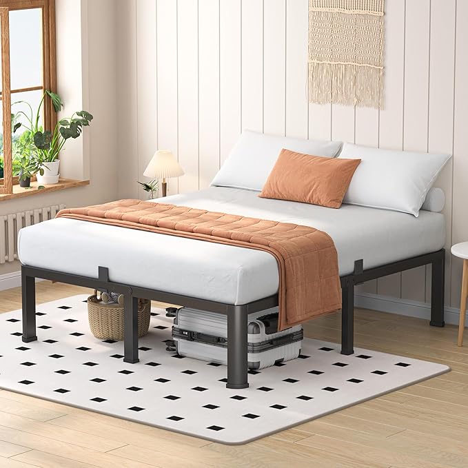 12 Inch Queen Heavy Duty 3500 lbs Bed Frame with Round-Corner Legs & Anti-Squeak Design – Quick Assembly Metal Platform, No Box Spring Needed