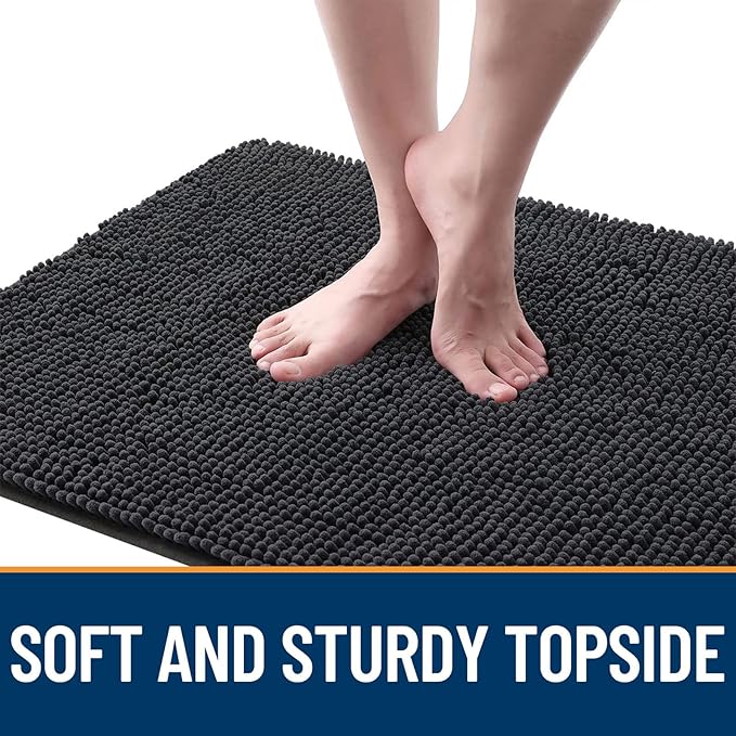 OLANLY Dog Door Mat for Muddy Paws 40x32, Absorbs Moisture and Dirt, Absorbent Non-Slip Washable Doormat, Quick Dry Chenille Mud Mat for Dogs, Entry Indoor Entryway Carpet for Inside Floor, Dark Grey
