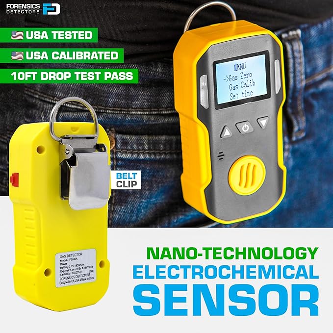 Carbon Monoxide Detector CO Analyzer + Pump by Forensics | USA NIST Calibration | Water, Dust & Explosion Proof | USB Recharge | 0-1000 ppm |