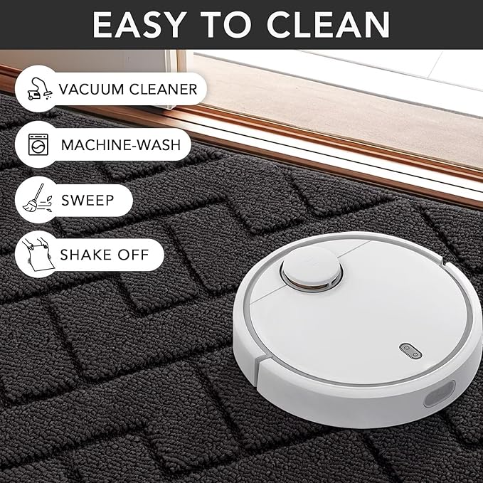 hicorfe Front Door Mat Outside Entrance,24"x35" Absorbent Muddy Dirt Resist Welcome Door Mats Outdoor Indoor,Stain and Fade Resistant,Non Slip Backing Entry Mat Doormat for Entryway (Charcoal)