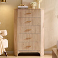 Fluted 5 Drawer Tall Dresser with Curved Profile,47.8" Tall Drawers with Reeded Texture,Gold Handles Storage Organizer Cabinet for Bedroom,Living Room,Entryway,Light Oak