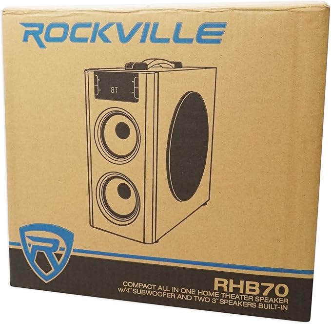 Rockville RHB70 Home Theater Compact Powered Speaker System, Bluetooth/USB/SD/FM, 4" Subwoofer, 2.1 Channel, 100W Peak, Cherry Wood Finish, for Home Entertainment