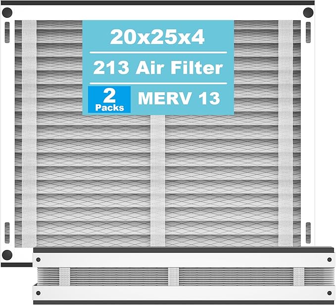 (2-Pack) 213 Replacement Filter Compatible with April-Aire Air Purifiers 1210,1620,2210,2216,3210,4200,20x25x4 MERV-13 Furnace Filter Replacement