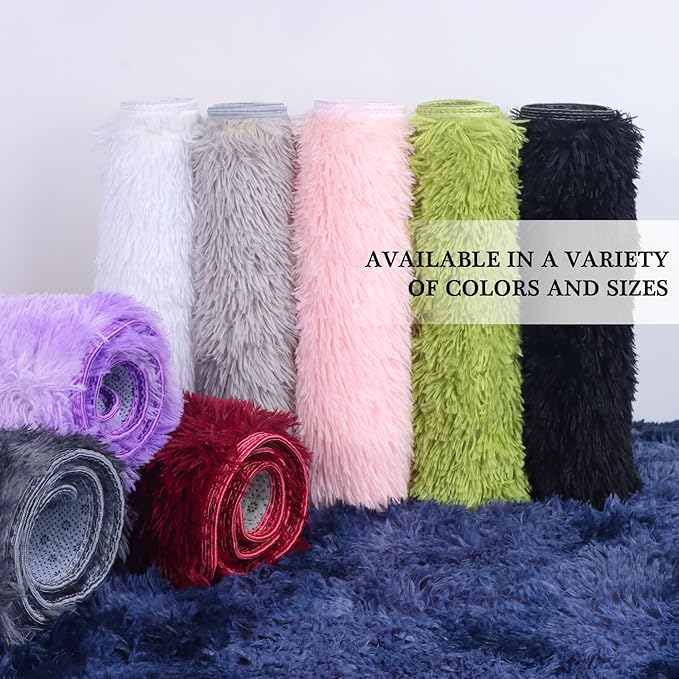 duduta Black Rectangle Fluffy Rug 6x9 ft, Shag Fuzzy Plush Carpet for Bedroom Nursery Living Room Home Decor