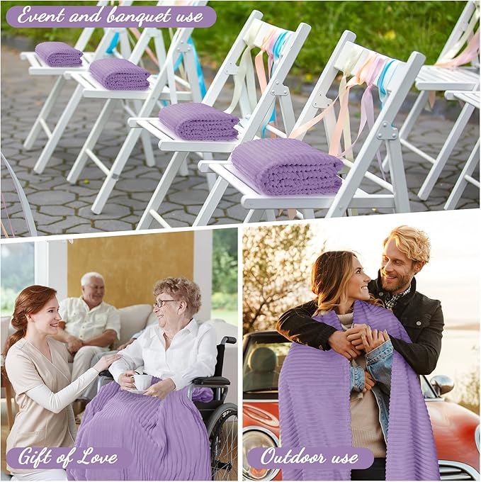 Buryeah 12 Pcs Flannel Throw Blanket Bulk 50 x 60 in Sleepover Blanket Outdoor Wedding Throw Lightweight, Oeko-tex Standard 100 Certified for Sofa Homeless Gifts (Pale Purple)