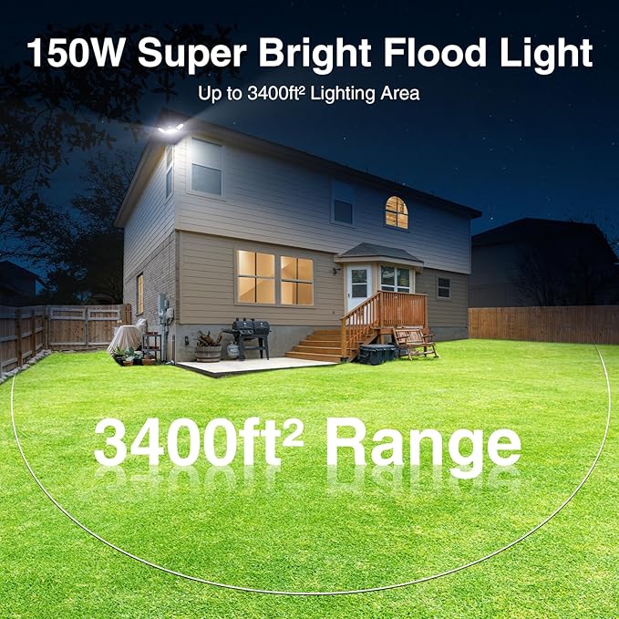SZPOWER 150W Motion Sensor Lights Outdoor for Outside, 15000LM LED Flood Lights Outdoor Wired Dusk to Dawn, Exterior Security Floodlight Fixture Waterproof IP65, Outdoor Lighting for House, Garage