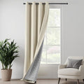 3-in-1 Blackout Curtains Soundproof Noise Reduction Curtains Beige Thermal Insulated Drapes for Winter Elegant Privacy Grommet Curtains for Living Room Bedroom (1 Panel, Beige, 50" x 108")