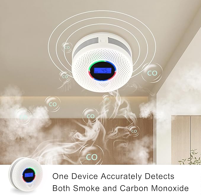 Kesy Upgraded Smoke and Carbon Monoxide Detector 10-Year Lifespan, Dual Sensor Smoke Alarm & Carbon Monoxide Detector (4 Pack)