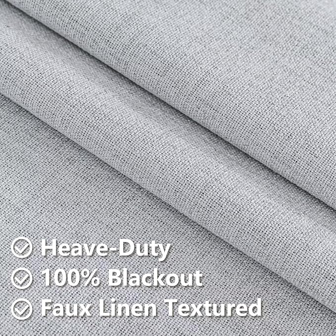 100% Blackout Curtains 72 Inch Length 2 Panels Set, Black Out Curtains for Living Room, Greyish White Thermal Insulated Grommet Drapes Bedroom Luxury Decor Privacy(70W × 72L inch, Greyish White)