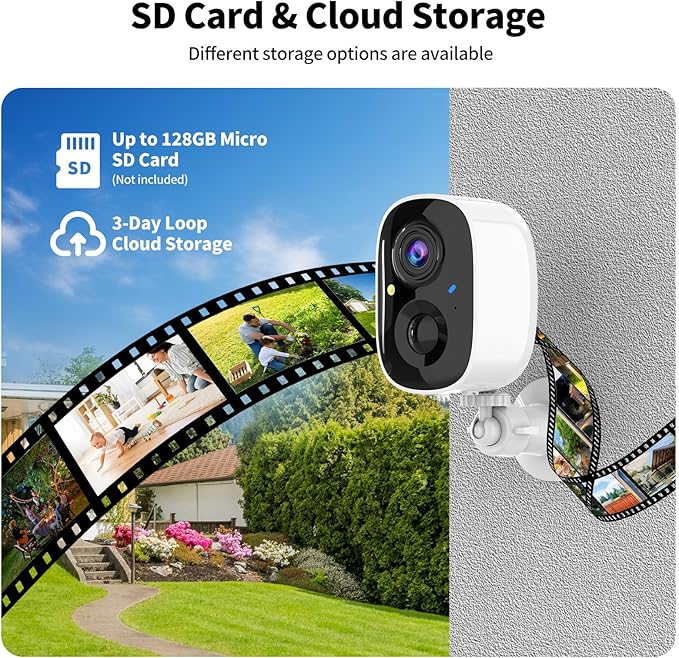 Security Cameras Wireless Outdoor,2K Indoor WiFi Wireless Cameras,Outside Battery Powered Cameras for Home Security,AI Motion Detection,Color Night Vision,Spotlight,Siren Alarm,SD/Cloud Storage,2Pack