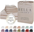 Bella Coterie 6 Piece Luxury Bamboo Viscose Queen Size Sheet Set | 100% Organically Grown | Cooling for Hot Sleepers | 18" Deep Pocket | Soft & Hypoallergenic | 4 Pillowcases [Dune]