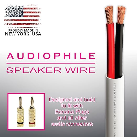 NATIONAL Wire&Cable - 12/2 Audiophile Speaker Wire (1000 Feet) 12AWG Gauge - Made in USA - in Wall Audio Speaker Wire Cable/CL Rated/ETL Listed / 2 Conductors - Oxygen-Free Copper, White 1000ft