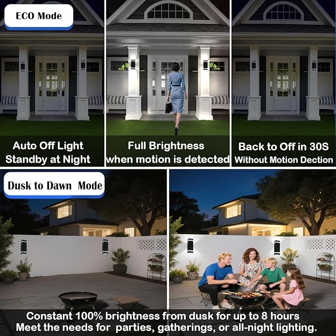 iYogaled Dusk to Dawn Motion Sensor Porch Light with 3 Lighting Modes, Modern Up Down Wall Sconce with GU10 Bulbs, Heavy Aluminum Exterior Light Fixtures for Entryway, Patio, Garage,ETL Listed