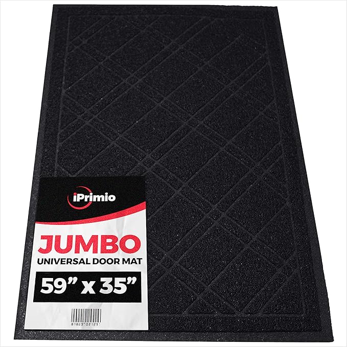SlipToGrip Door Mat - Durable Door Outdoor Mats for High Traffic - Large 59x35 Inch Black Mat with Water-Resistant Surface - No-Slip and Easy-to-Clean for Indoor and Outdoor Entryways