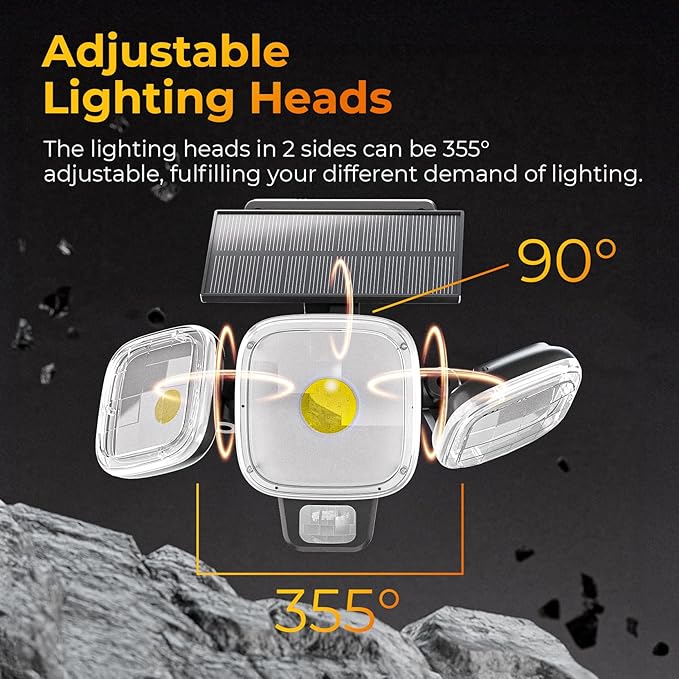 ESLIGHTION Solar Motion Sensor Outdoor Lights, 3 Modes LED Security Flood Light with Remote Control, IP65 Waterproof Solar Powered Outside Wall Light for Garden Patio Garage Yard (Black, 2 Pack)