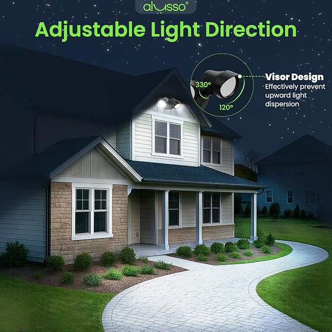 ALUSSO Dusk to Dawn Outdoor Lighting, 25W 2000LM Dusk Till Dawn Outdoor Light, 3000K/4000K/6000K 3CCT IP65 Security Lights ETL Listed Dusk to Dawn Hardwired for House Garage Yard Walkway Black 1 Pack