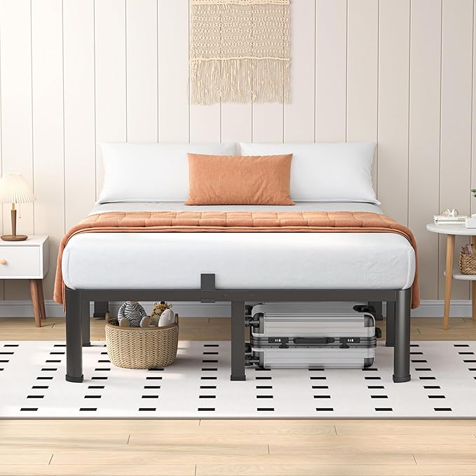 12 Inch Full Heavy Duty 3500 lbs Bed Frame with Round-Corner Legs & Anti-Squeak Design – Quick Assembly Metal Platform, No Box Spring Needed