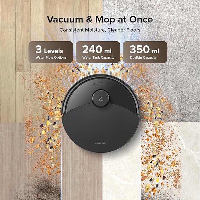 roborock Q10 X5+ Robot Vacuum and Mop, Self-Emptying, Hands-Free Cleaning for up to 7-10 Weeks, 10,000Pa Suction, Obstacle Avoidance, LiDAR Navigation, No-Go Zones, Black