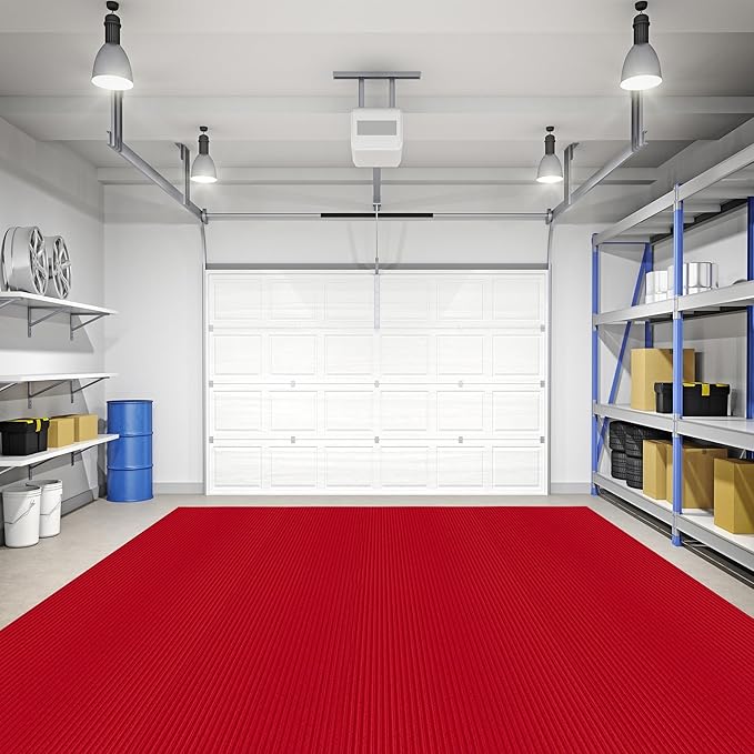 Ottomanson 6'6" x 8' Mud Mat Area Rug Scraper Carpet - Non-Slip, Dirt Trapping for Indoor & Outdoor Use - Ideal for Entryway, Garage, Kitchen, Patio & High-Traffic Areas, Red