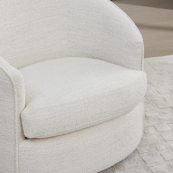 CHITA Swivel Barrel Chair, Modern Comfy FSC Certified Upholstered Boucle Accent Chair for Living Room, Fully Assembled, Cream