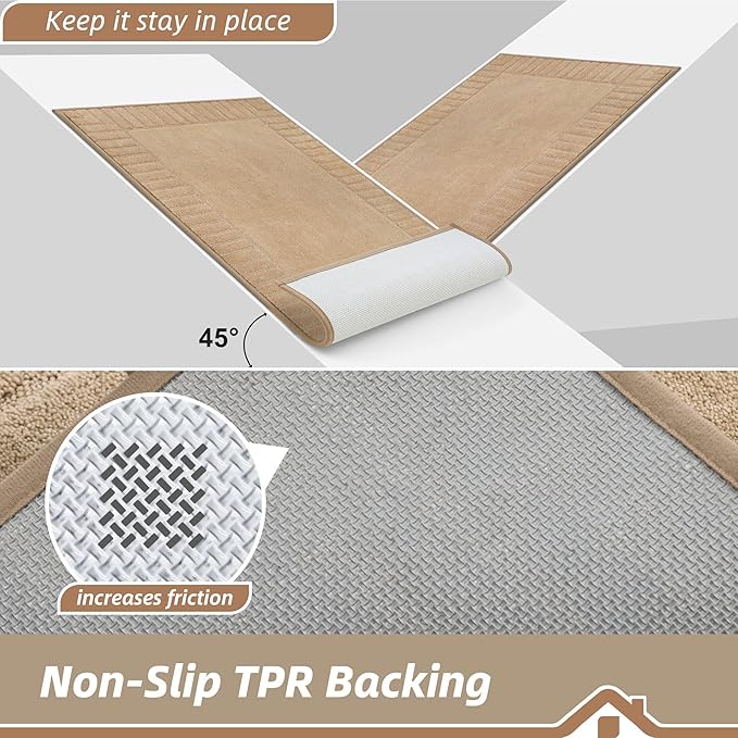 BEQHAUSE Door-Mat Non-Slip Front Doormat Low-Profile Entrance Mats for Front Door Entry Resist Dirt Washable Doormat Absorbent Entryway Door Mat,Taupe,32"x48"