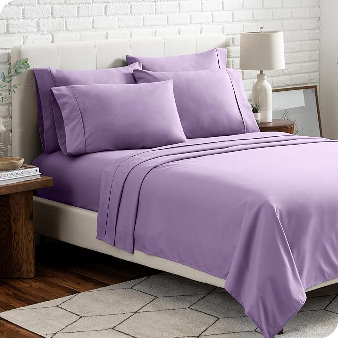 Bare Home Hotel Luxury Full Sheet Set, Extra Soft - 6 Piece Set - Deep Pockets - Easy Fit - Cooling & Breathable - Wrinkle, Fade, Stain Resistant - Includes 4 Pillowcases (Full, Lavender)