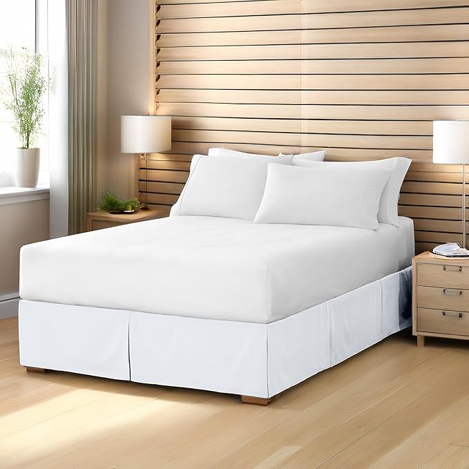 Bare Home Kids Twin Bed Skirt - 15-Inch Tailored Drop Easy Fit - Bed Skirt for Beds - Center & Corner Pleats (Twin, Taupe)