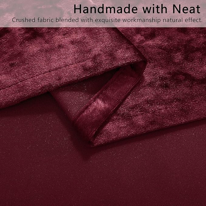 SMILETIME Burgundy Red Crushed Velvet Curtains 52x90 inch Luxurious Thermal Insulated Soundproof Drapes for Living Room Bedroom Office Soft and Durable Light-Filtering Window Treatments, 2 Panels