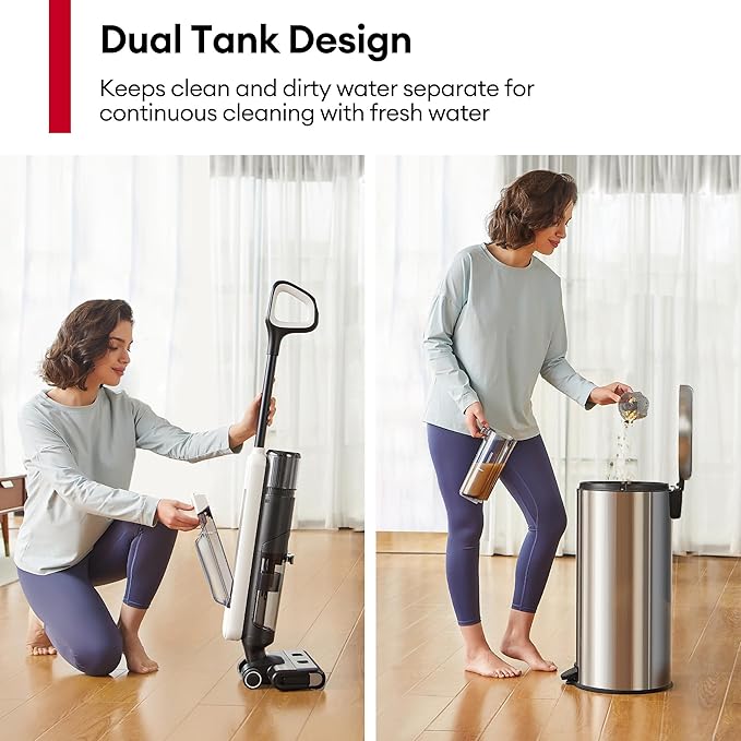 Ultenic Wet Dry Vacuum Cleaner,Cordless Vacuum Mop Combo with Self-Cleaning,Smart Mess Detection,50mins Runtime,3-in-1 Vacuum Mop for Hard Floors,Edge Cleaning,LED Display,Black,AC1 Elite